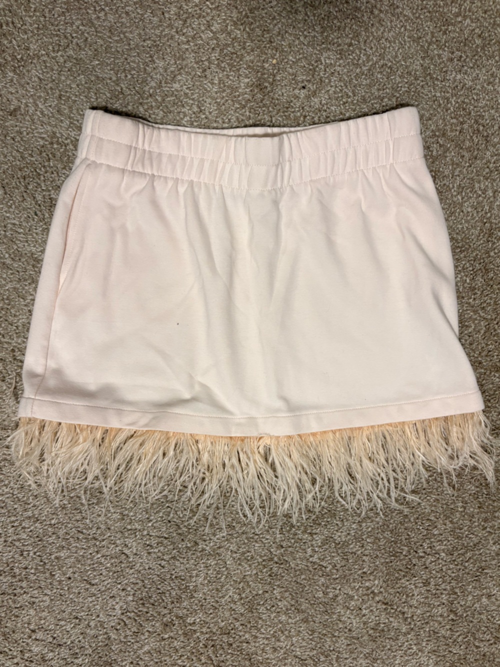 Pink Feather-Hem Mini Skirt